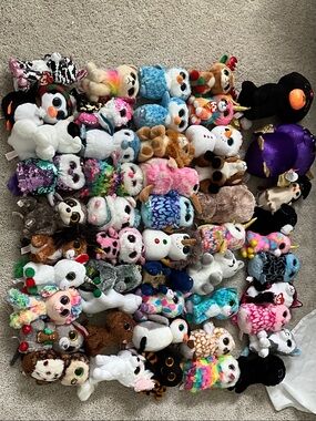 Ty Multicolor Beanie Boos Plush Bundle with Bright Rainbow Accents